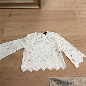 Theory Brizabela Embroidered Eyelet Top Size P